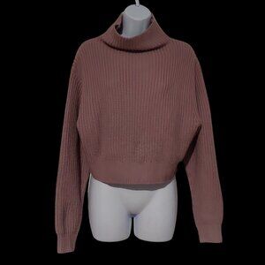Wilfred Mauve Ribbed Fisherman Merino Wool Crop Turtleneck Y2K Layer Sweater S